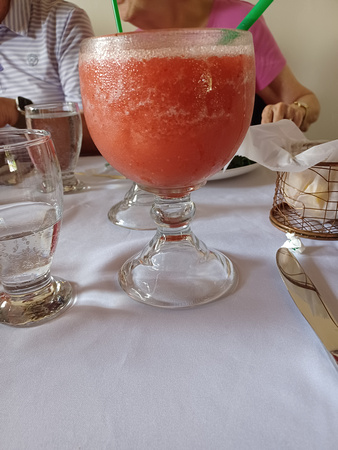 drink served with lunch. strawberry, watermelon or guave
