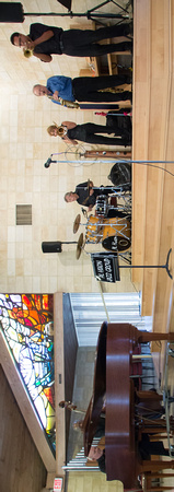 Al Hixon - drums, Dick Reynolds - piano, John Lamb- bass, James Suggs - trumpet, Bill Bower - reeds, Louise Wilson - trombone ,